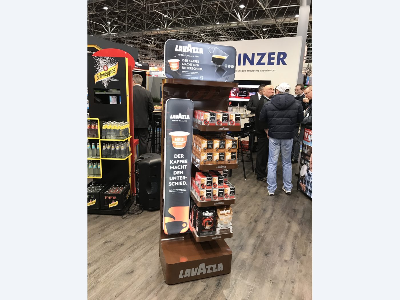 Coffee brand timber floor stand